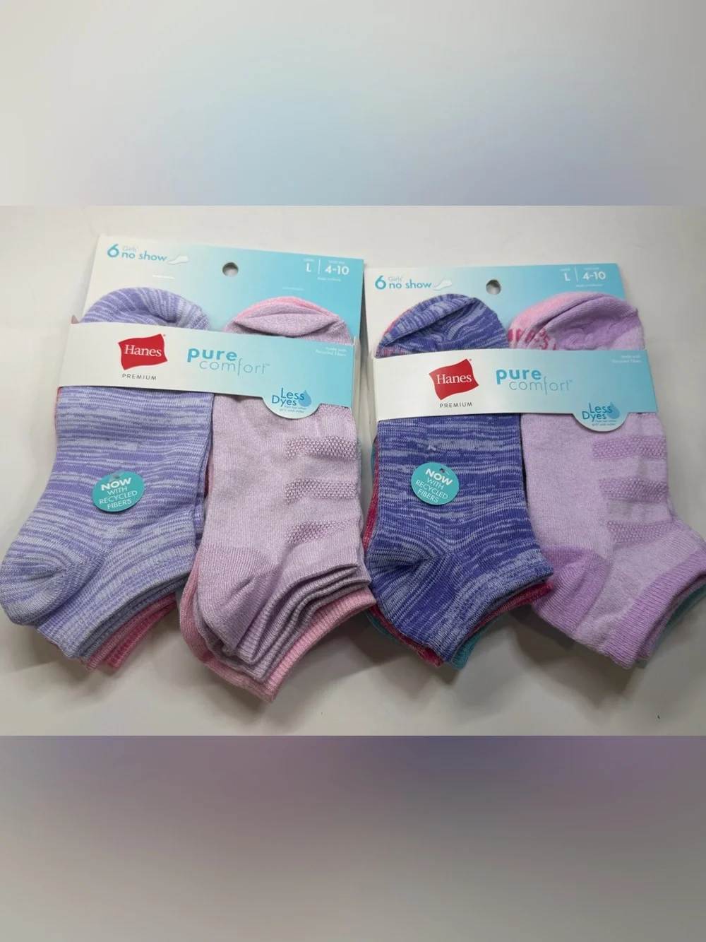Hanes Pure Comfort No-Show Socks - Purple & Lavender (6 Pack) set of 2